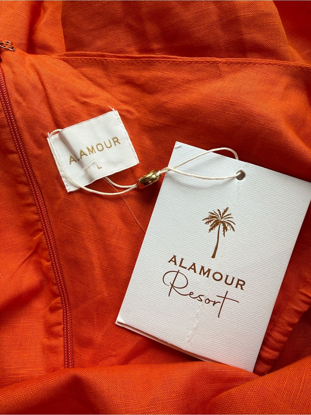 NWT Alamour The Label Morena Orange Cut Out Midi Dress Resortwear Wedding Guest - Picture 9 of 10